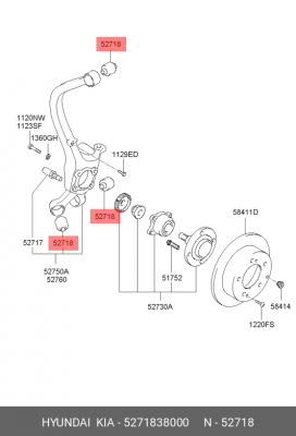 Hyundai SonataEF 99-/Тагаз сайлетблок задней цапфы(верх/низ) 5271838000 HYUNDAI KIA