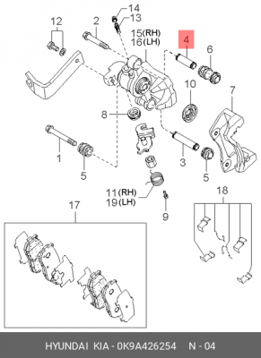 Kia Spectra Втулка заднего суппорта верхняя 0K9A426254 HYUNDAI KIA