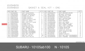 Subaru Legacy комплект прокладок 10105AB100 SUBARU