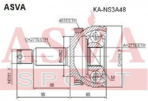 Hyundai Tucson 2,0б -07 ШРУС наружный 23х62х27 KA-NS3A48 ASVA