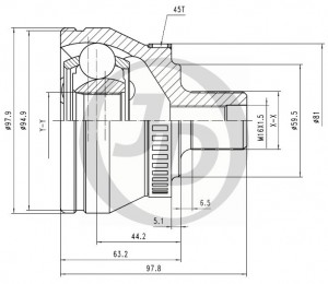 ШРУС внешний ABS 151267 JCT0163A JUST DRIVE