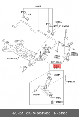Kia Picanto 20-11 - рычаг передний левый 545001Y000 HYUNDAI KIA