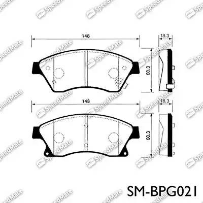 Chevrolet Cruze/Orlando/Aveo 2012- (15") колодки тормозные передние SM-BPG021 SPEEDMATE