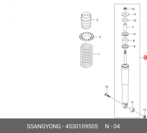 SS Kyron/Actyon 06-11 Амортизатор зад 4530109505 SSANG YONG