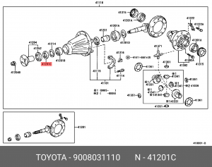 Toyota Hilux 05- сальник хвостовика заднего редуктора 90080-31110 TOYOTA