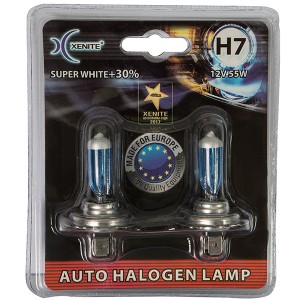 Лампа H7 PX26d 4000K Super White +30% 12V 55W Блистер 2шт 1007046 XENITE