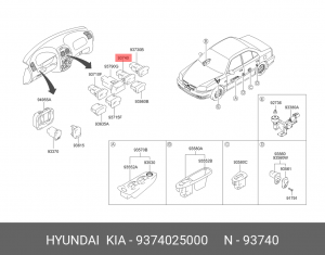 Hyundai Accent 03- Клавиша ПТФ 9374025000 HYUNDAI KIA