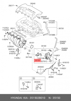 HYUNDAI Elantra/i30/Ceed 1.6б 06-11 датчик холостого хода 351502B010 HYUNDAI KIA