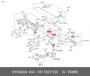 Hyundai IX35 4WD 10-11/ Creta  Сайлентблок заднего верх поперечн рычага 551182Y100 HYUNDAI KIA