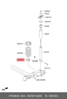 Подкладка задней пружины нижняя L=R 553321G000 HYUNDAI KIA