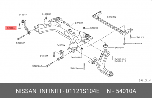 Nissan Note, Micra K12 болт крепления передней части подрамника к кузову MT 01121-S104E NISSAN INFINITI