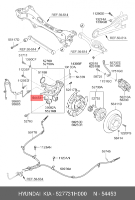 Hyundai Elantra 06-10/Ceed/i30 06-11  Сайлентблок задней подвески цапфы (амортиз 52773-1H000 HYUNDAI KIA