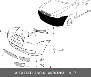 Fiat Albea скрепка крепления рамки п/т фары 46763263 FIAT