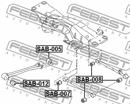 Subaru Forester, Impreza 96-07 Сайлентблок заднего продольного рычага передний SAB-012 FEBEST