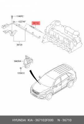 Kia Sorento  09-/SantaFe 10 2.2/Ix35/Sportage 10- VIN Свечи накала 7V 367102F000 HYUNDAI KIA