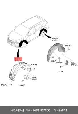 Hyundai Tucson 18-21 - подкрылок передний левый 86811D7500 HYUNDAI KIA