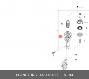 SS New Actyon пружина передняя 4431434000 SSANG YONG