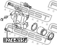 NISSAN Sunny B14, Almera N15,  WINGROAD Y11 90-04 направляющая переднего суппорт 0274-N15F FEBEST