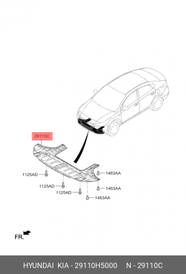 Hyundai Solaris II 17- Пыльник переднего бампера нижний 29110H5000 HYUNDAI KIA