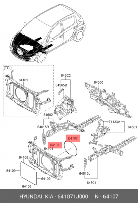 HYUNDAI/KIA уплотнитель двери 641071J000 HYUNDAI KIA