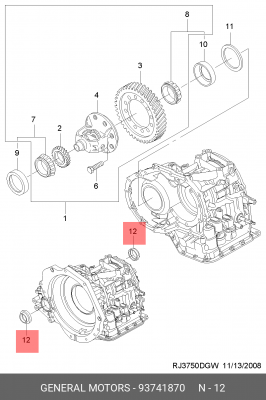 Chevrolet Lacetti сальник привода АКПП прав   38x54x9/15 93741870 DAEWOO