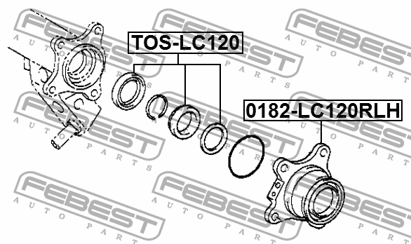 Toyota LC  120\150  РЕМКОМПЛЕКТ ЗАДНЕЙ ПОЛУОСИ (втулка запорная+сальник) TOS-LC120 FEBEST