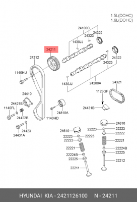 Hyundai/Kia 1.4-1.6 шкив распредвала 2421126100 HYUNDAI KIA