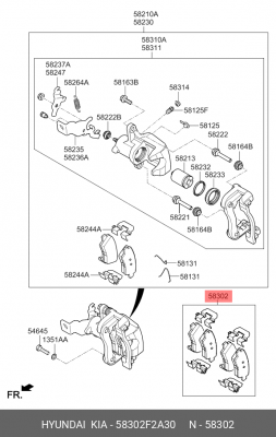 Hyundai Solaris 17-/Kia Rio 17-/Hyundai Elantra 15-, Soul 14-19- Creta 21- Тормо 58302F2A30 HYUNDAI KIA