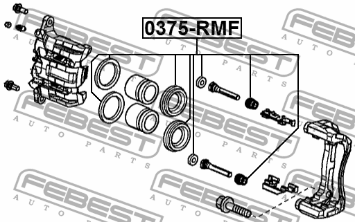 ONDA CR-V RM4 2012-2014 ремкомплект переднего суппорта  (резинки) 0375-RMF FEBEST