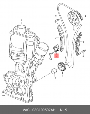 VAG Octavia натяжитель цепи ГРМ 03C 109 507 AH VAG