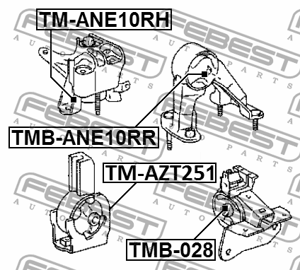 Toyota Avensis сайлентблок задней опоры ДВС TMB-ANE10RR FEBEST