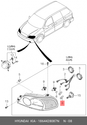 ЛАМПОЧКА ФАРЫ (12В, 55ВТ) / BULB 1864428087N HYUNDAI KIA