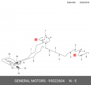 Chevrolet Aveo 11 - T300 шланг тормозной задний 95022604 GENERAL MOTORS