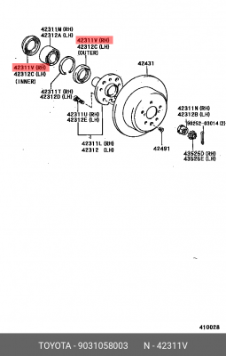Toyota LC120 Сальник задней ступицы 90310-58003 TOYOTA