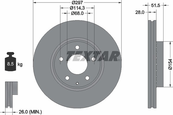 Диск тормозной MAZDA CX-5 11- перед. (с покрытием PRO) 92295003 TEXTAR