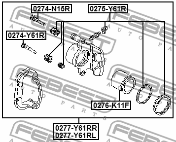Nissan Patrol ремкомплект заднего суппорта 0275-Y61R FEBEST