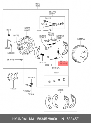 Hyundai Matrix Пружина возвратная вертикальная правая 5834528000 HYUNDAI KIA
