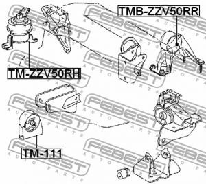 TOYOTA VISTA/VISTA ARDEO AZV5 сайлентблок задней опоры двс TMB-ZZV50RR FEBEST