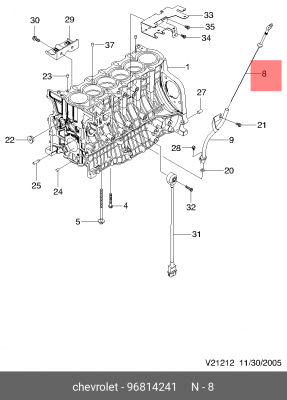 Chevrolet Epica щуп масляный двигателя 96814241 GENERAL MOTORS
