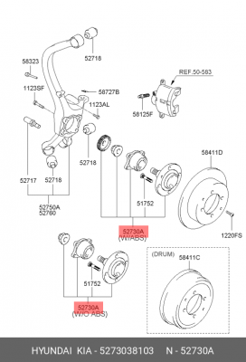 Hyundai Sonata Тагаз ступица задняя 5273038103 HYUNDAI KIA