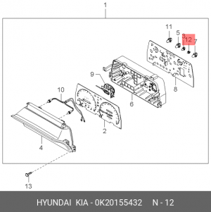 Лампочка приборной панели (ЛАМПОЧКА ЩИТКА ПРИБОРОВ (12В, 1.4ВТ)) 0K20155432 HYUNDAI KIA