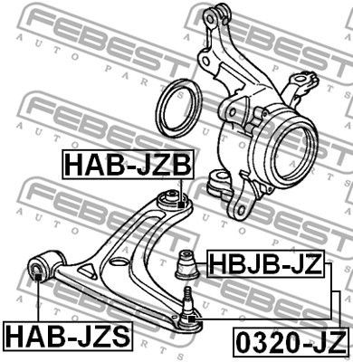 HONDA JAZZ FIT GD 2002-2008 сайлентблок переднего рычага задний большой HAB-JZB FEBEST