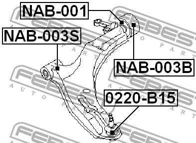 Nissan Almera Передний сайлентблок переднего рычага NAB-003S FEBEST