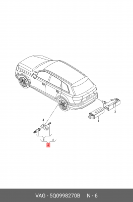 VAG Touareg датчики давления в шинах к-т 4шт 5Q0 998 270 B VAG