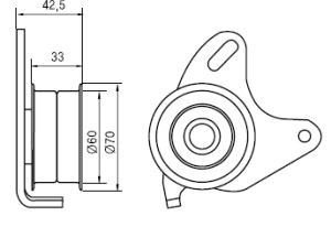 Hyundai Porter, H1, Starex, Galloper 2,5D-TD H1Ролик натяжной ГРМ  23357-42020 GT10140 GMB