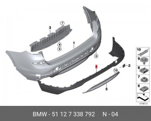 BMW X3 14- накладка нижняя заднего бампера с парктороником 51 12 7 338 792 BMW