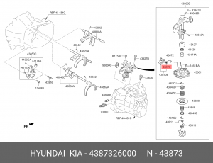 Hyundai/Kia Опора рычага КПП (Solaris все/Kia Rio 12н.в/IX35/Sportage 11-н.в/Cre 4387326000 HYUNDAI KIA