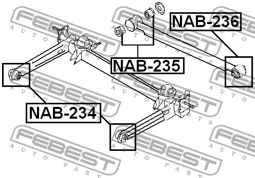 Nissan Expert втулка задней поперечной тяги NAB-235 FEBEST