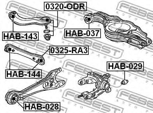 Honda Accord 02-08, Odyssey с/блок заднего подпружинного рычага наружный (в цапф HAB-029 FEBEST