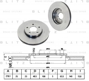 FORD FOCUS II, III C-MAX 03- диск тормозной передний BS0203 BLITZ